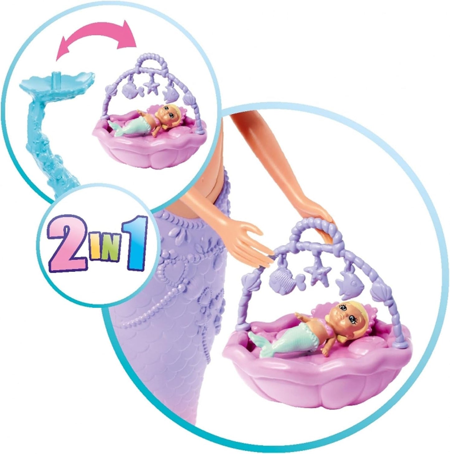 Simba 105733524 – Steffi Love Meerjungfrauenfamilie, schwangere Meerjungfrauenpuppe mit Kevin als Meerjungfrau, mit Babybett, 29 cm große Ankleidepuppen, Spielpuppen, für Puppen ab 3 Jahren Naty Shop