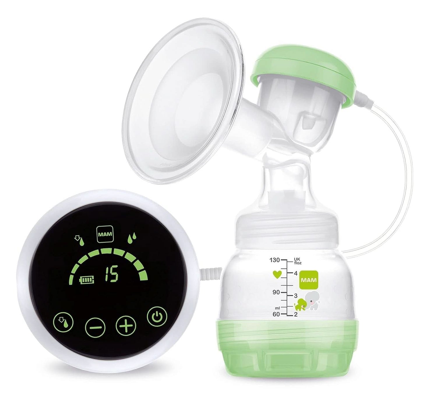 MAM Handmilchpumpe – komfortable und kompakte Milchpumpe für Muttermilch inklusive 1 Anti-Kolik-Flasche MAM Easy Start Zubehör Essen und Stillen Baby Naty Shop 2 in 1 Milchpumpe