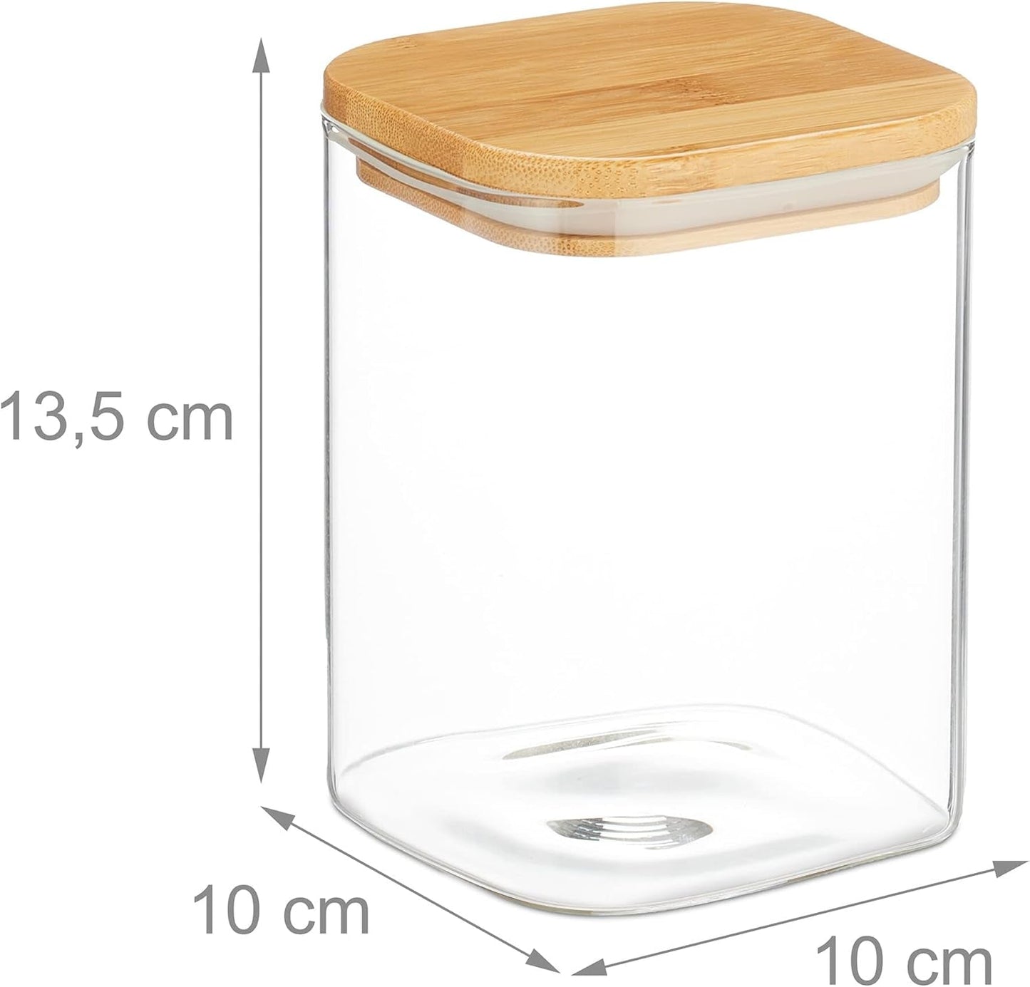 Relaxdays Vorratsdosen mit Bambusdeckel, 3er-Set, eckige Glasdosen, 900 ml, auslaufsicher, klar/naturbelassen, Frischhalteboxen, Naty Shop