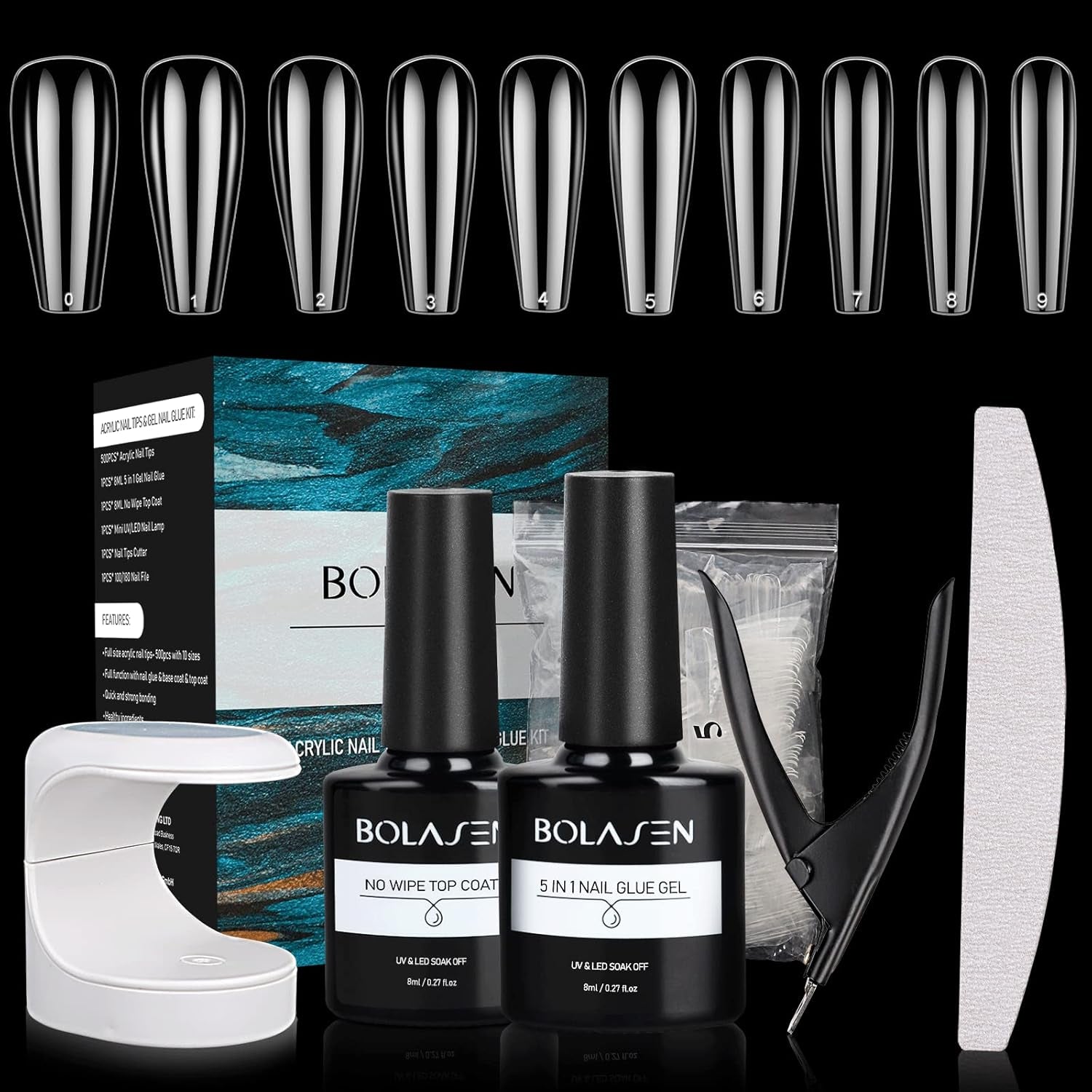 Nagelspitzenkleber, BOLASEN Extra starker Nagelkleber, 4 Stück rissiger Nagelkleber, Nagelkleber, extra starker künstlicher Nagelkleber, Nagelkleber – 4 * 7 ml