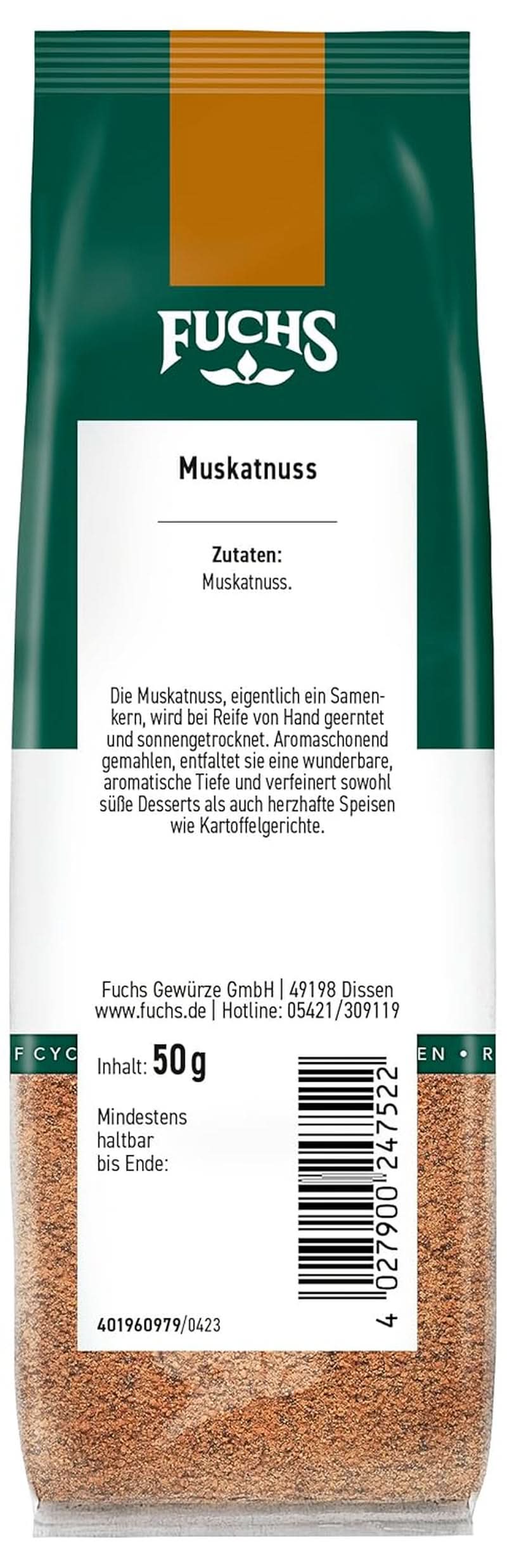 Fuchs - Gemahlene Muskatnuss, 50 Gramm Condimente Naty Shop