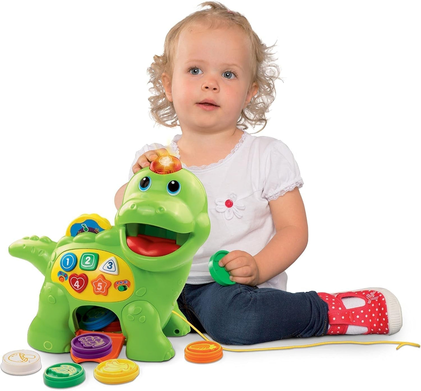 Vtech Baby Feed Me Dino – Füttern und Lernen sprechender Dinosaurier mit Liedern, Knöpfen und Fragespiel – für 12–36 Monate Babyspielzeug Naty Shop