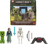 Mattel Minecraft Story-Set mit 4 Actionfiguren und 3 Zubehörteilen. Encounters In The Overworld Set, vom Minecraft-Film inspiriertes Sammelspielzeug JFR70 Actionfiguren Naty Shop Story-Set