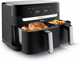Tefal Dual Easy Fry Heißluftfritteuse mit zwei Kammern, Fassungsvermögen 5,2/3,1 Liter, zwei unabhängige Schubladen, 7 Programme Haushaltsgeräte Naty Shop Schwarz
