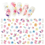 JMEOWIO Nagelsticker Frühling Blume 9 Blatt Nagelaufkleber Selbstklebend Rosa Blüte Nail Art Sticker Dekoration Nageldesign Zubehör