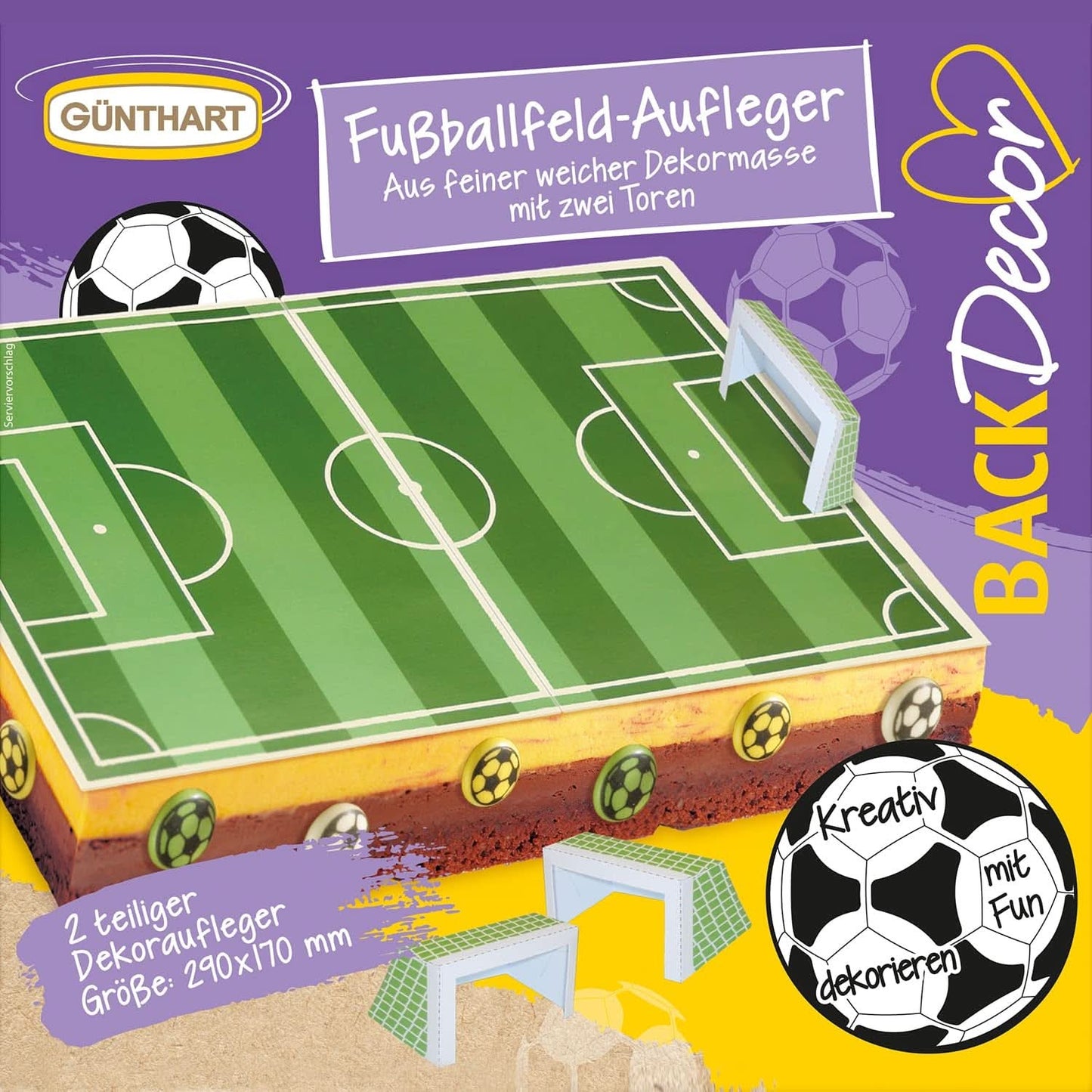 Günthart Backdecor 12 Zuckerfußballspieler und Fußbälle, 21 Gramm Naty Shop Unterstützung für Fußballplätze