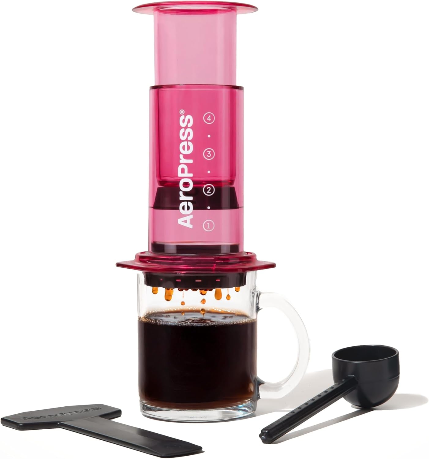 AeroPress Original Kaffee- und Espressomaschine, tragbare Kaffeemaschine auf Barista-Niveau mit Kammer, Kolben und Filtern, schnelle Kaffee- und Espressomaschine