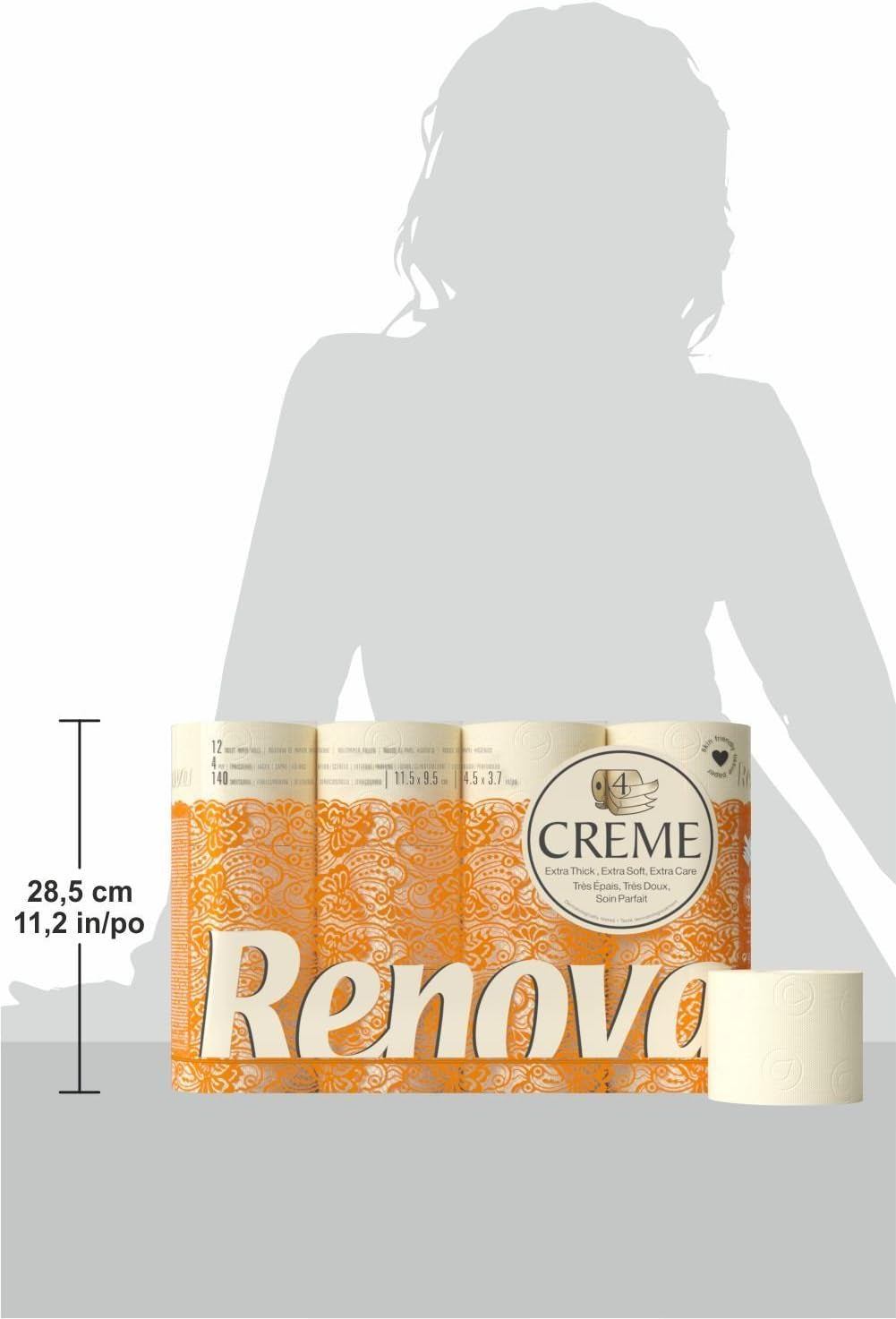 Toilettenpapier Renova 4 Schichten Duftcreme, 12 Rollen Rolle