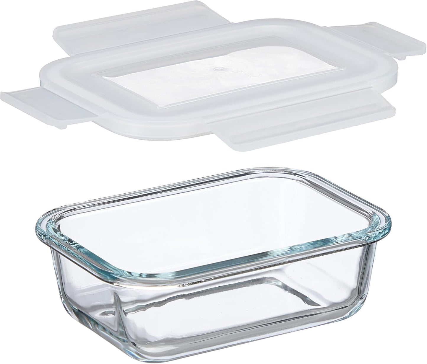 Relaxdays Glasbehälter mit Deckel, 6er-Set, 370 ml, Frischhaltedosen, Kunststoffdeckel, luftdicht, Glasbehälter, transparente Frischhaltedosen Naty Shop