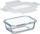 Relaxdays Glasbehälter mit Deckel, 6er-Set, 370 ml, Frischhaltedosen, Kunststoffdeckel, luftdicht, Glasbehälter, transparente Frischhaltedosen Naty Shop
