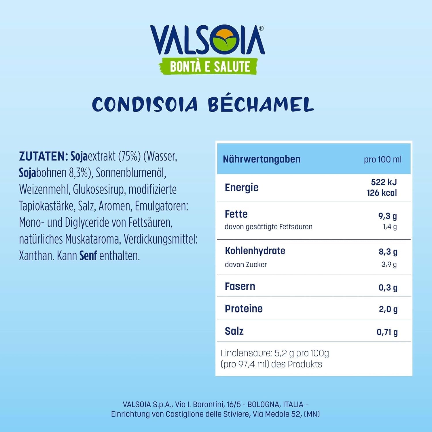 Béchamel-Spülung, Laktosefreies Béchamel, Vielseitig in der Küche, Ideal für Veganer und Vegetarier, 6 x 200 ml