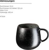 MÄSER Carellia 12-teiliges Frühstücksset – Keramik aus Portugal – reaktive Glasur – 4 Dessertteller 23 cm, 4 Schüsseln 15 cm, 4 Kaffeebecher 430 ml – spülmaschinen- und mikrowellengeeignet, grau