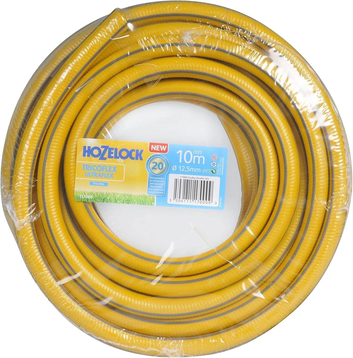 HOZELOCK - Tricoflex Ultraflex Schlauch Ø 12,5 mm (1/2") 20 M: Flexibler Gartenschlauch, wetterfest, verdreh- und biegefest, aus 40 % recyceltem PVC [117002], gelb