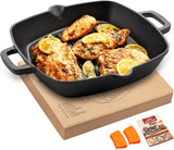 OVERMONT Grillpfanne aus Gusseisen mit Griff Töpfe und Pfannen Naty Shop Quadratisch 26 cm