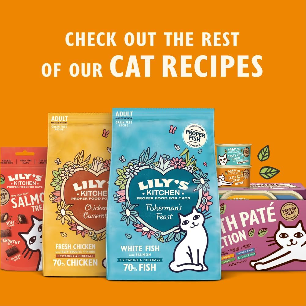 Lily's Kitchen Natürliches Nassfutter für ausgewachsene Katzen, in Dosen, leckere Stücke in Hühnersoße, getreidefreie Rezeptur (24 Schalen x 85 g)
