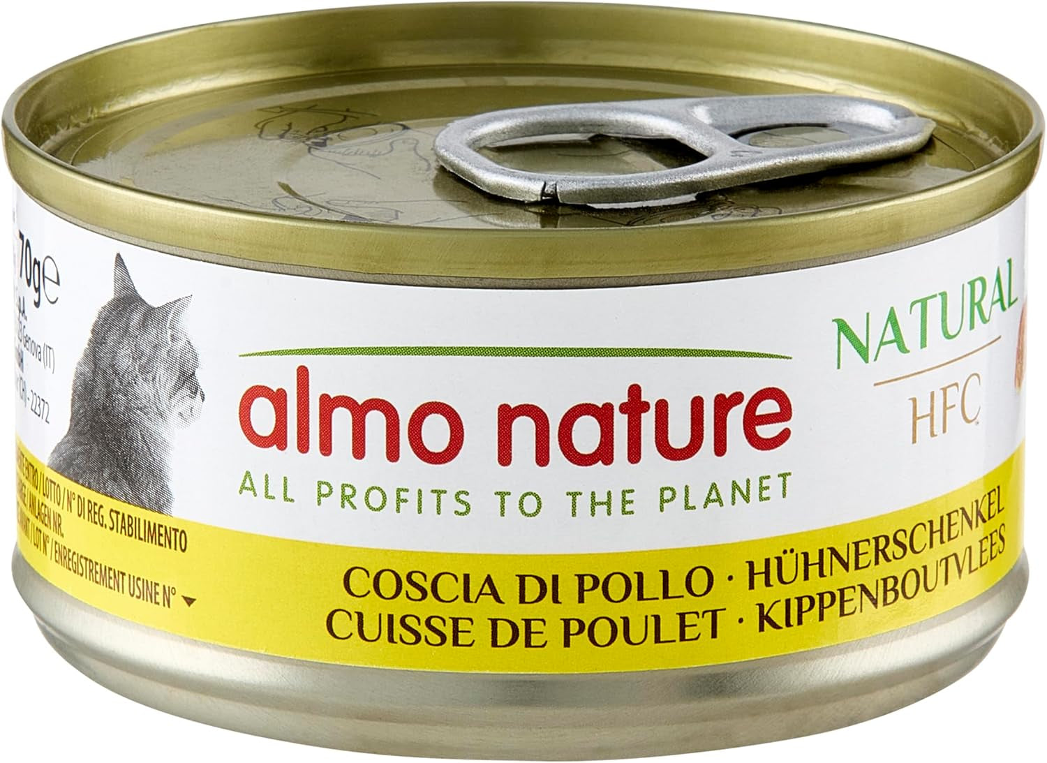 Almo Nature HFC Nasses natürliches Katzenfutter – Hähnchenschenkel, 24er-Pack (24 x 70 g)
