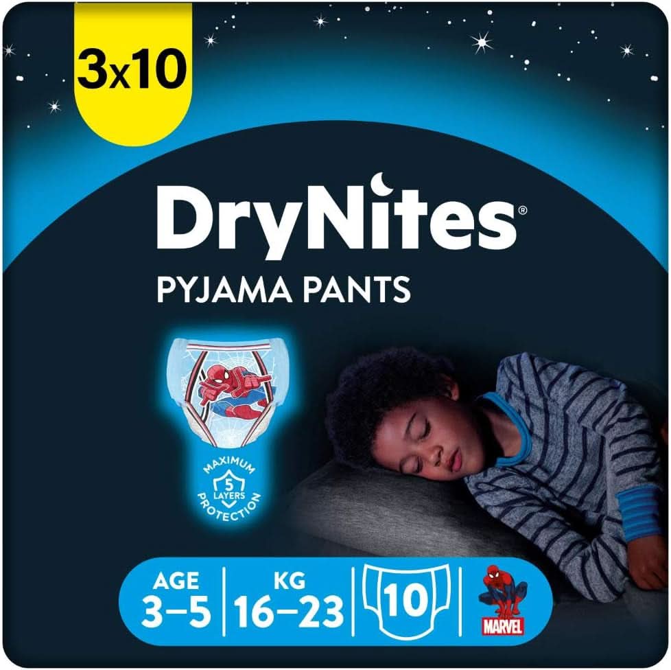HUGGIES Drynites Nachtwindeln, für Jungen 4-7 Jahre (17-30 kg), 30 Stück Naty Shop 30 Stück 3 - 5 Jahre (16 - 23 kg)