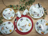 CreaTable, 16999, Serie Flora ORCHARD, 16-teiliges Geschirrset für 4 Personen, Kombiservice aus Porzellan, spülmaschinen- und mikrowellengeeignet, hergestellt in Europa