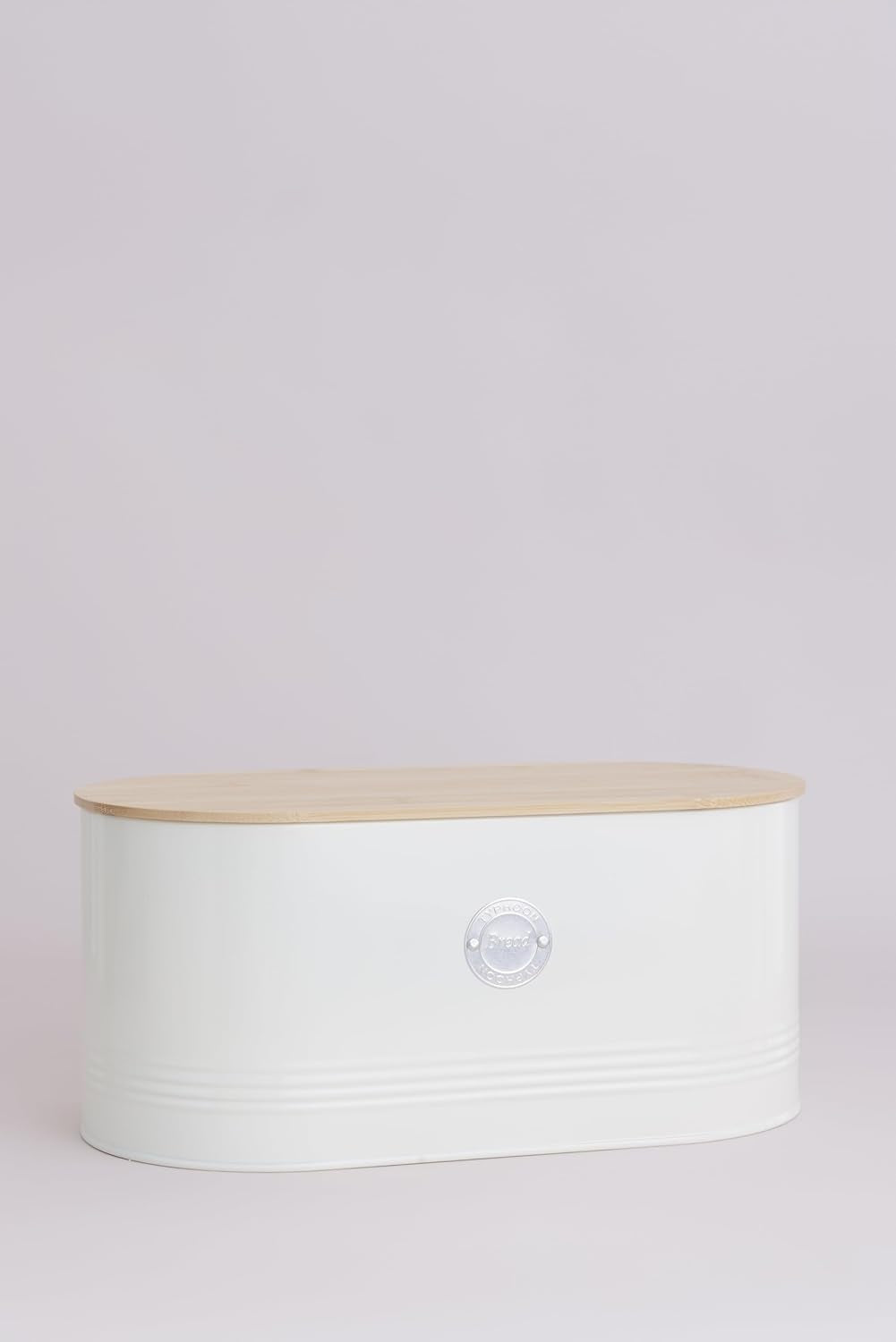 , Brotkorb „Living“ aus Edelstahl, cremefarben, mit Bambusdeckel, cremefarbene Aufbewahrungsboxen für Lebensmittel von Naty Shop