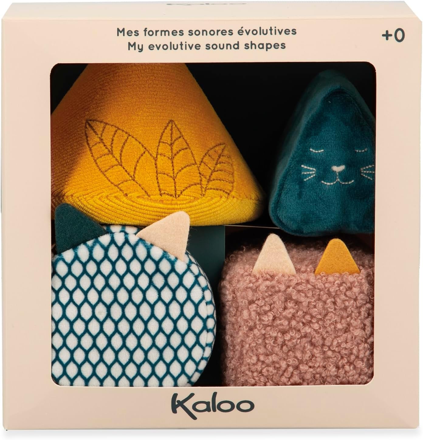 KALOO - Reize - 4 evolutionäre Formen mit Geräuschen - Produkte für Kinder - Stapelspiel - Hör- und Greiffähigkeiten - Ab der Geburt, K227002 Babyspielzeug Naty Shop