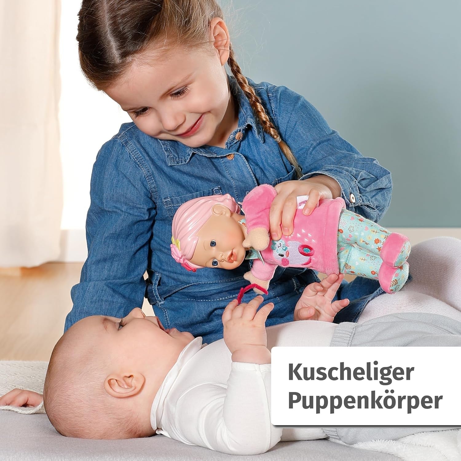 BABY born for Babies Fee Weichkörperpuppe mit Fingertaschen in den Armen 26cm hohe Handpuppe 834695 Zapf Creation