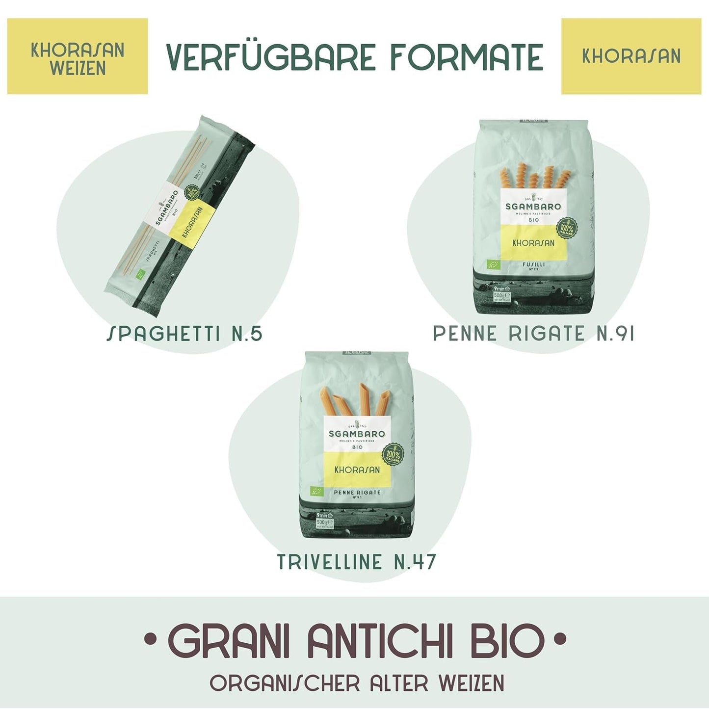 Bio-Fusilli-Nudeln Nr. 93 – 500 g Khorasan-Weizen – Uralter Weizen, reich an Proteinen, 100 % in Italien angebaut – Vielseitig in der Küche und reich an Nährstoffen