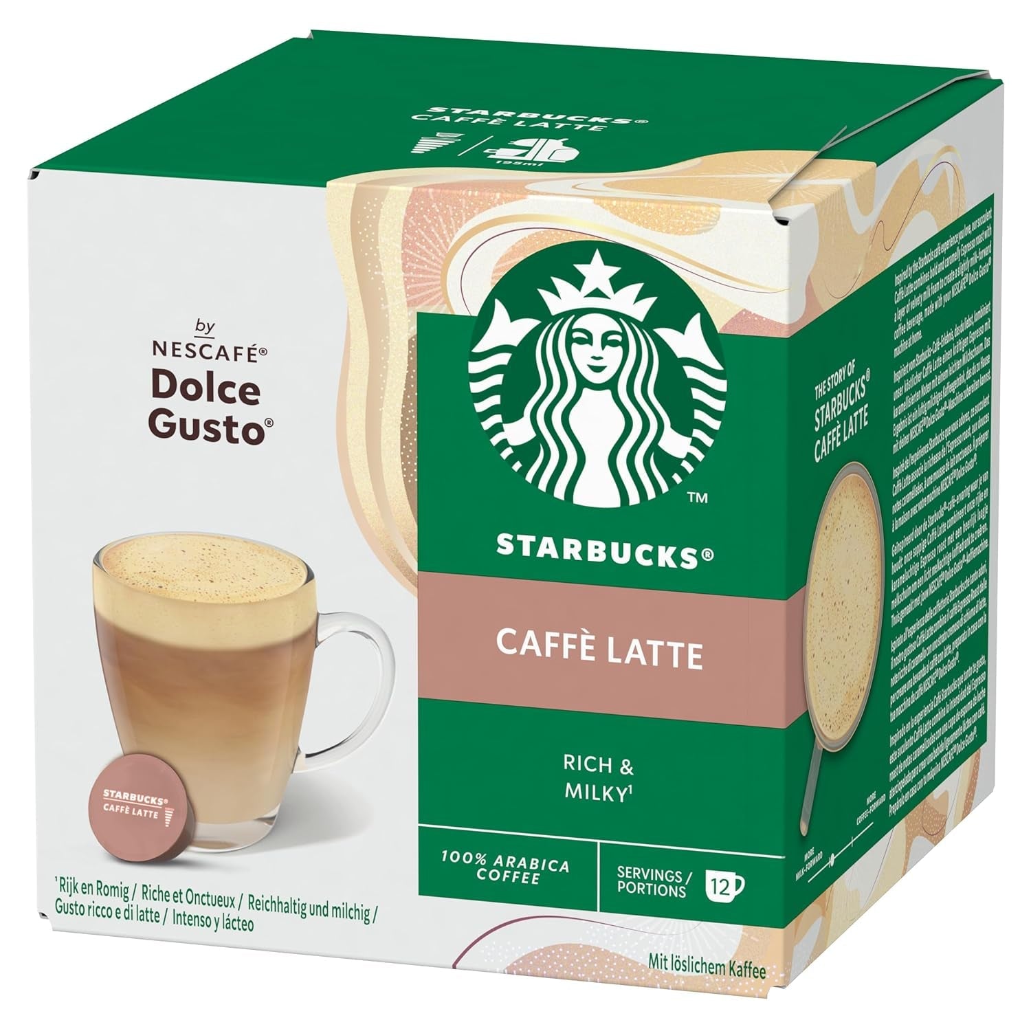 STARBUCKS Caffè Latte von Nescafé Dolce Gusto Kaffeekapseln 6 x 12 (72 Kapseln)
