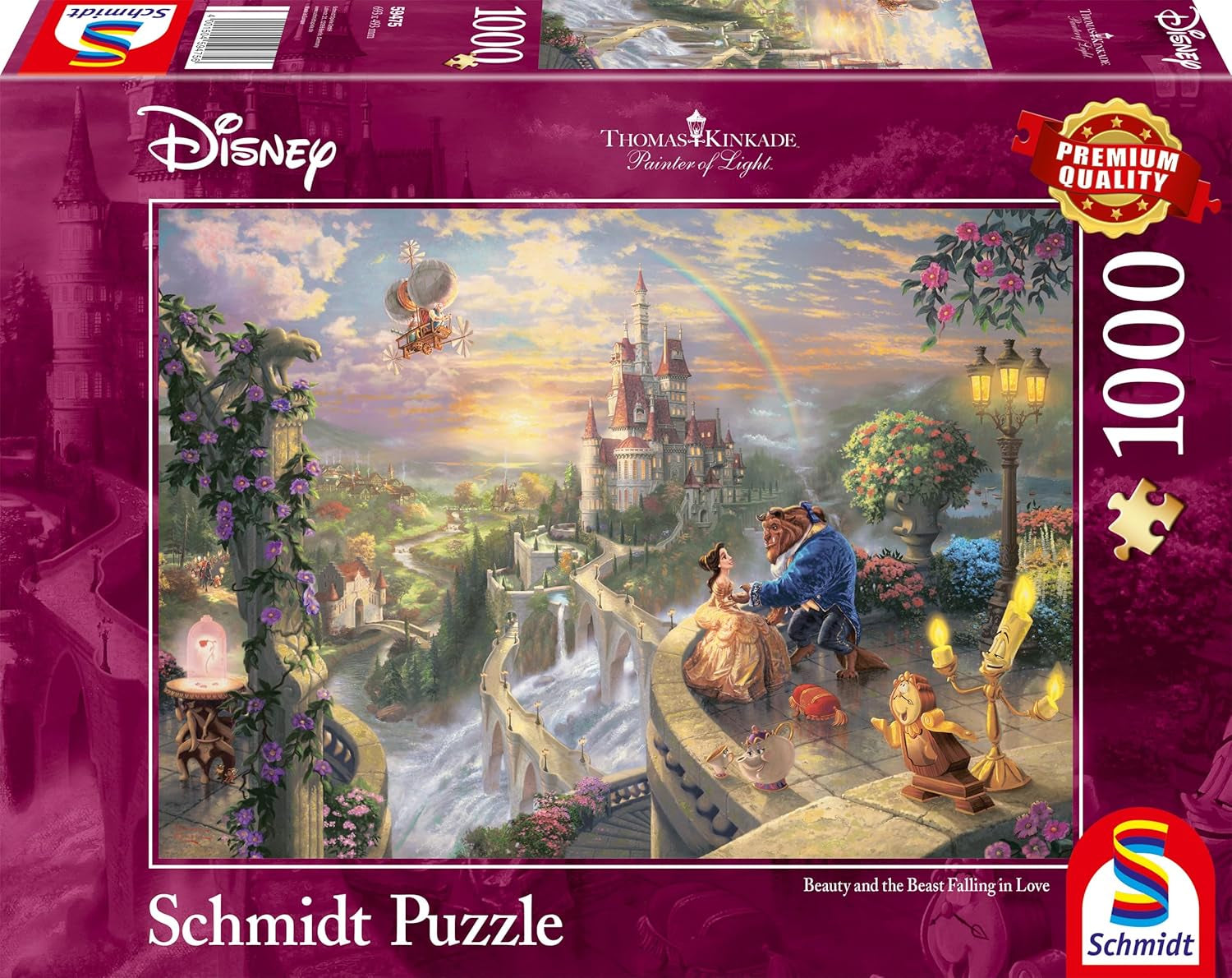 Schmidt Spiele Puzzle 59475 – Thomas Kinkade, Disneys Schöne und das Biest, 1.000 Teile Puzzle [Exklusiv bei Amazon] Puzzle Naty Shop Standardtitel
