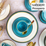 Prospero Premium-Kaffeeset für 4 Personen, Restaurantqualität, 12-teiliges modernes Kaffeeservice im einzigartigen Vintage-Stil, langlebiges Porzellan, Blau