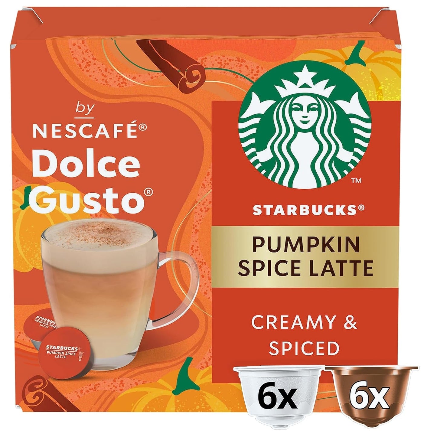 STARBUCKS Pumpkin Spice Latte von Nescafé Dolce Gusto, Dunkle Röstung, Kaffeekapseln 6 x 12 (72 Kapseln)