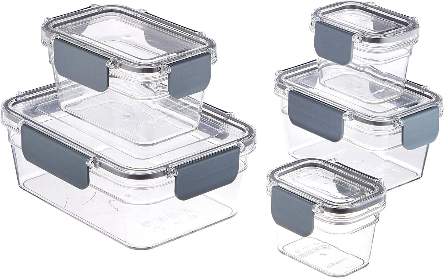 Amazon Basics Tritan-Frischhaltedosen mit Verschluss, 11er-Pack, (11 Boxen + 11 Deckel), durchsichtige Frischhaltedosen Naty Shop 10er-Pack