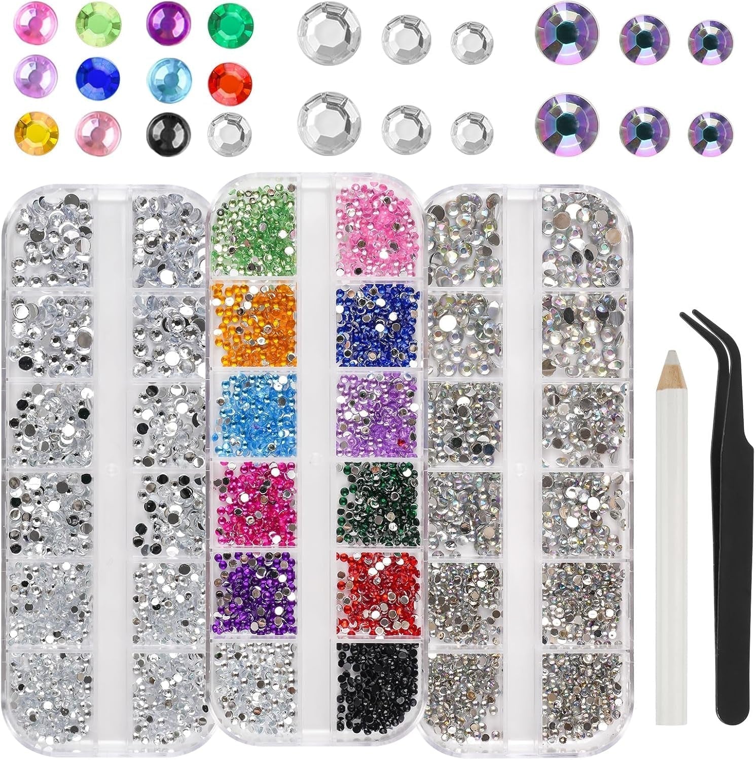 5820 Stück Strasssteine ​​​​Nägel, Glitzersteine ​​​​Nägel Und Halbrunde Perlen, AB Kristall Rhinestones, Flatback Nagel Steine ​​​​Mit Pinzette Und Stift Für Nagel/Diy (Mehrere Größen Und Farben)