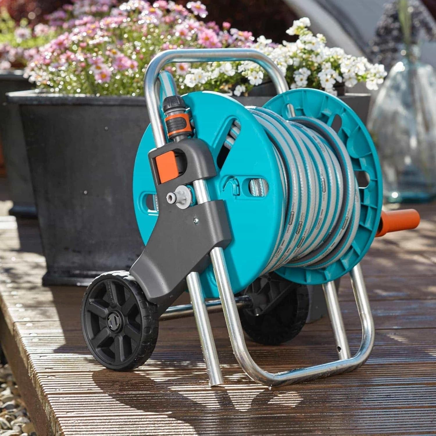 GARDENA CleverRoll S Schlauchwagen, Schlauchtrommel, kompakte Aufbewahrung (18500-20)