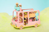 BABY born 904763 Baby Surprise Bus – pinkfarbener Mini-Puppenspielzeugbus mit 2 exklusiven Puppen, Dreifach-Kinderwagen, Schaukel, Karussell, Rutsche und Dreifachschaukel.