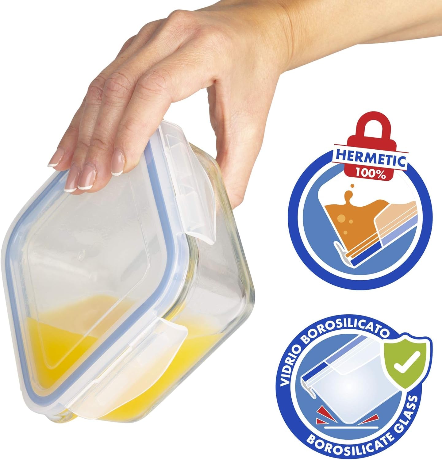 Max Home 8er-Pack luftdichte Glasbehälter, Mikrowellen-Lunchbox aus Glas, wiederverschließbare Lebensmittelbehälter, 550 ml, transparente Deckel, Lebensmittelbehälter (16538), Aufbewahrungsboxen für Lebensmittel, Naty Shop