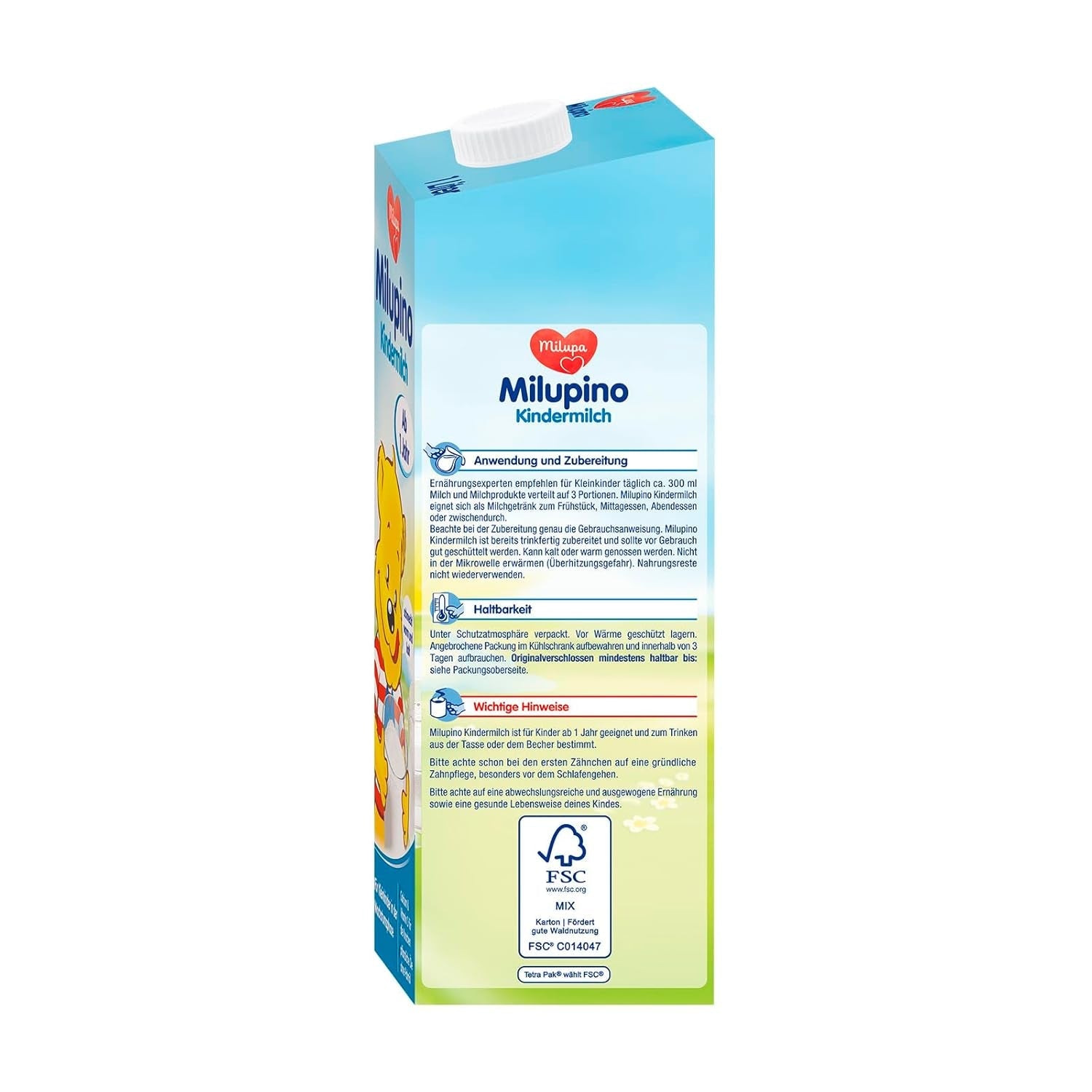 Milupa Milupino Trinkfertige Wachstumsmilch (6x1L), ab 1 Jahr, für Kleinkinder in der Wachstumsphase
