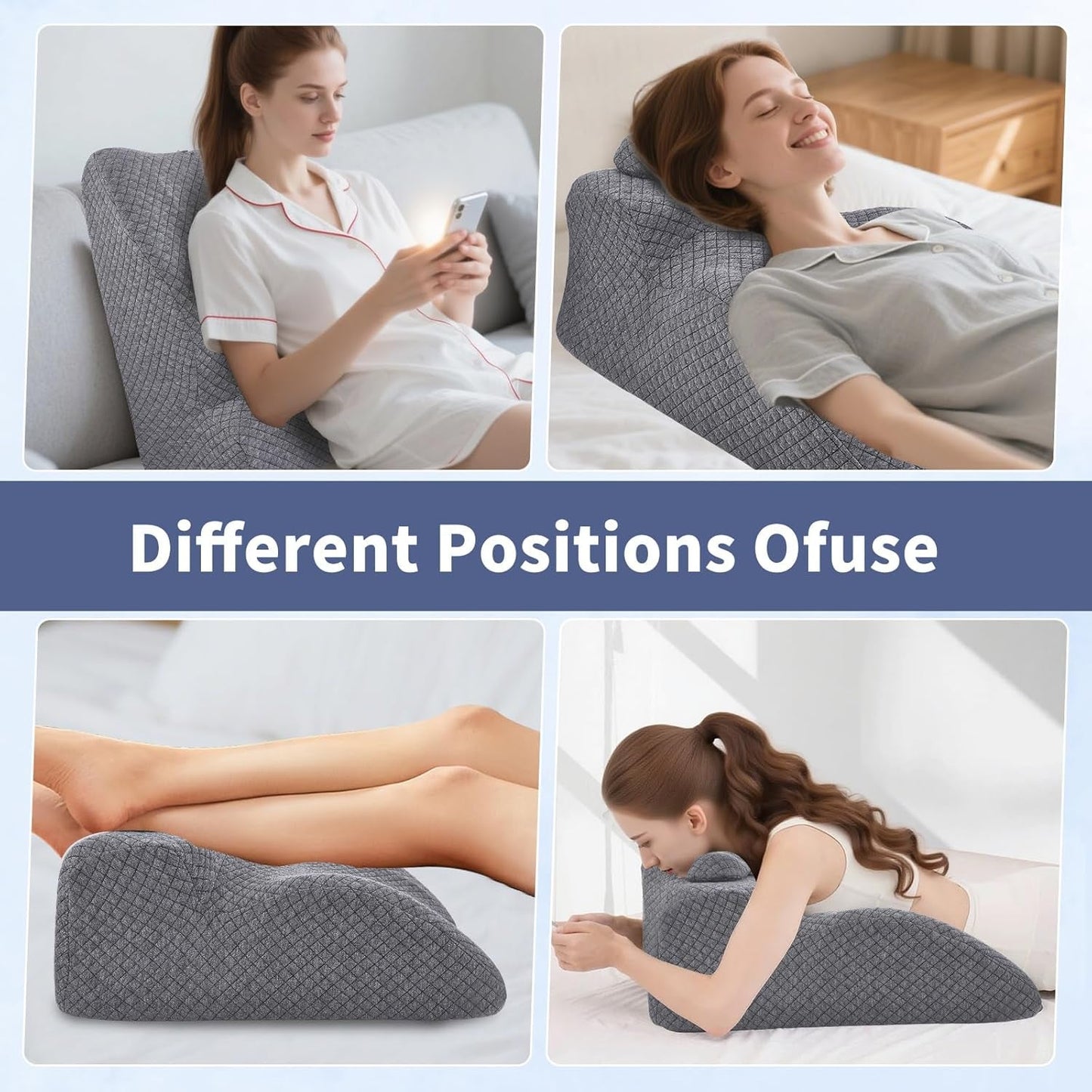 Lesekissen – Rückenkissen, verstellbare Kopfstütze, Lesekissen aus Memory-Schaum für das Bett, ergonomisches Nacken- und Beinkissen, Lendenstützkissen
