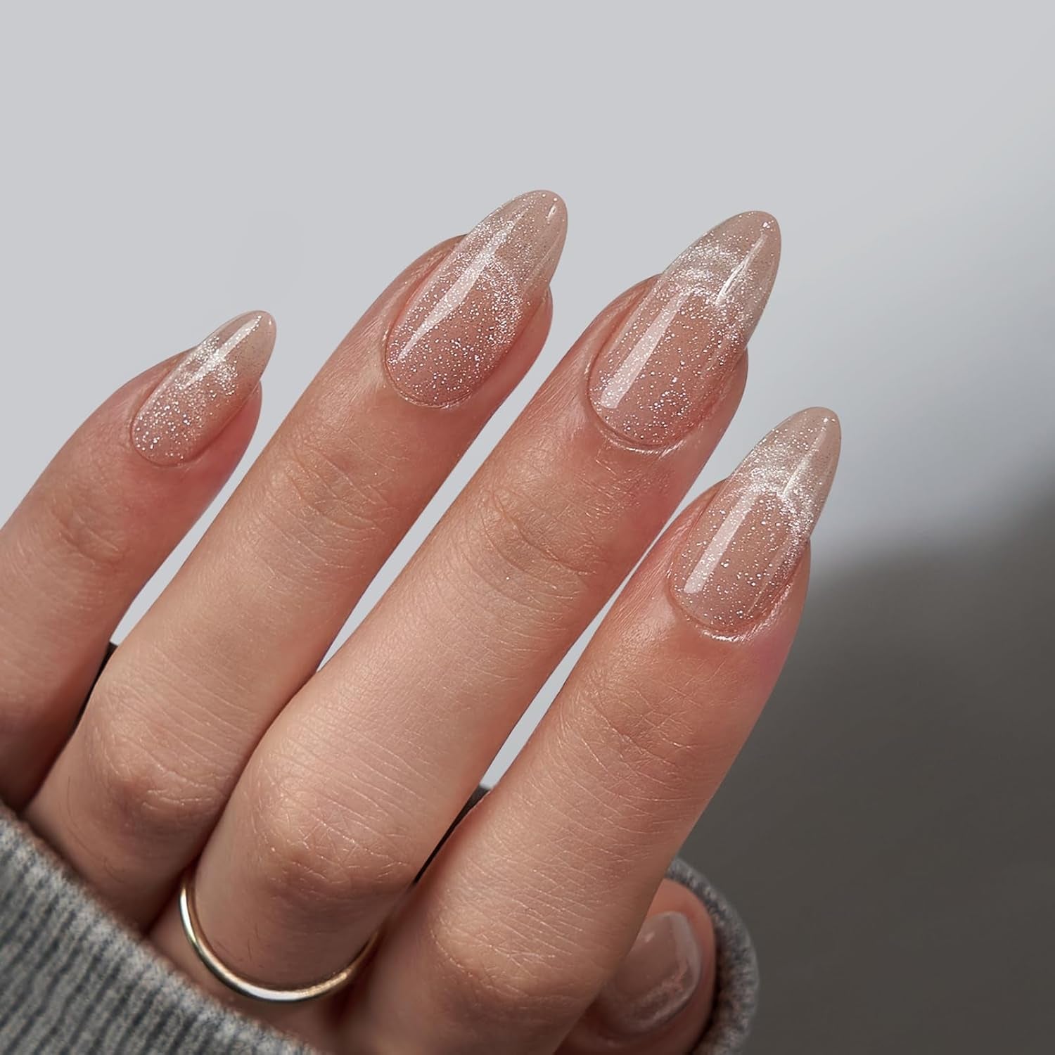 Btartbox Kurze quadratische künstliche Nägel, Babyboomer, zum Aufkleben, weiß, Farbverlauf, rosa, künstliche Nägel, kurze künstliche Nägel mit Nagelkleber, 30 Stück, quadratische künstliche Nägel