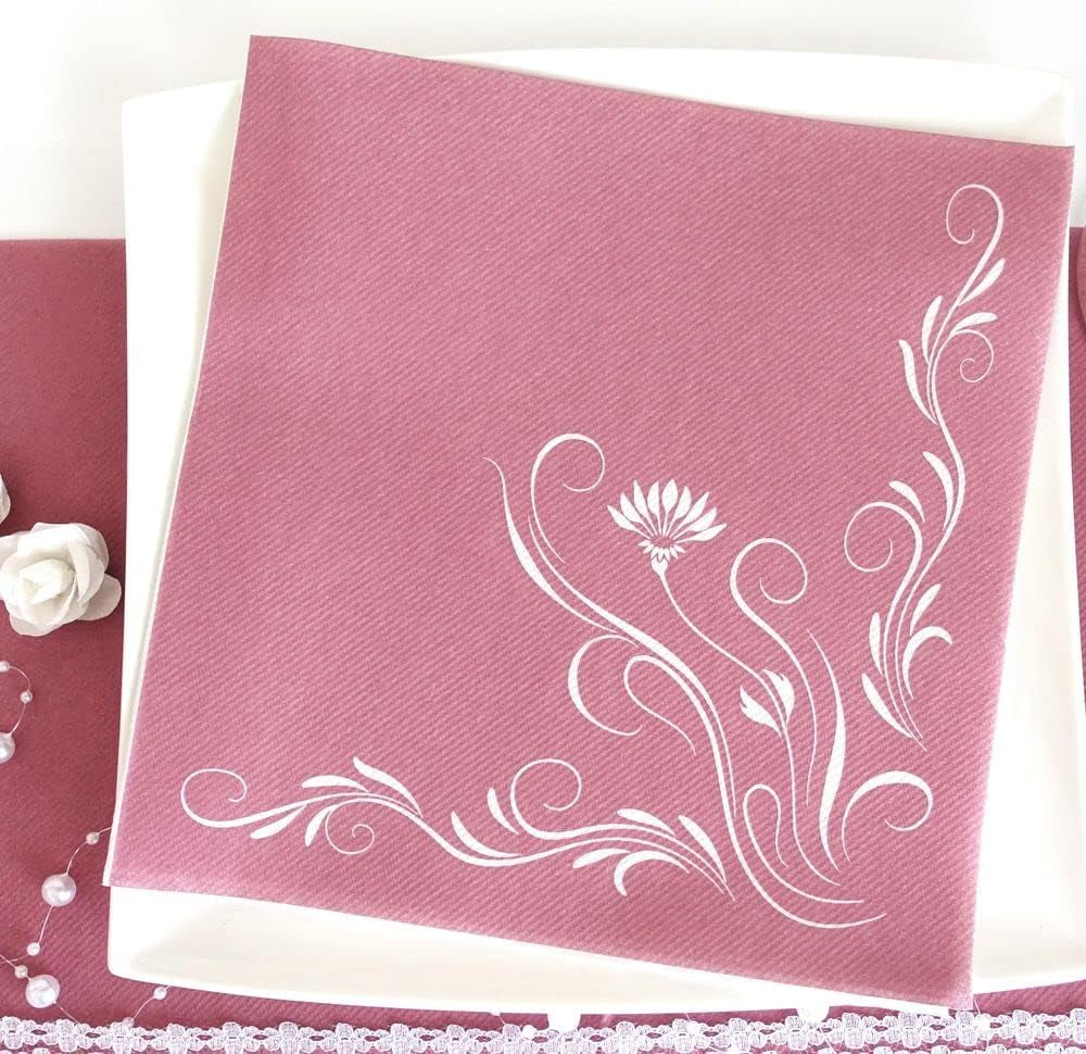 Appartina Elegantia 40x40 cm stoffähnliche Airlaid-Servietten, hochwertige Hochzeitsserviette, stoffähnliche Hochzeitsservietten, Einwegservietten für verschiedene Anlässe (Altrosa)