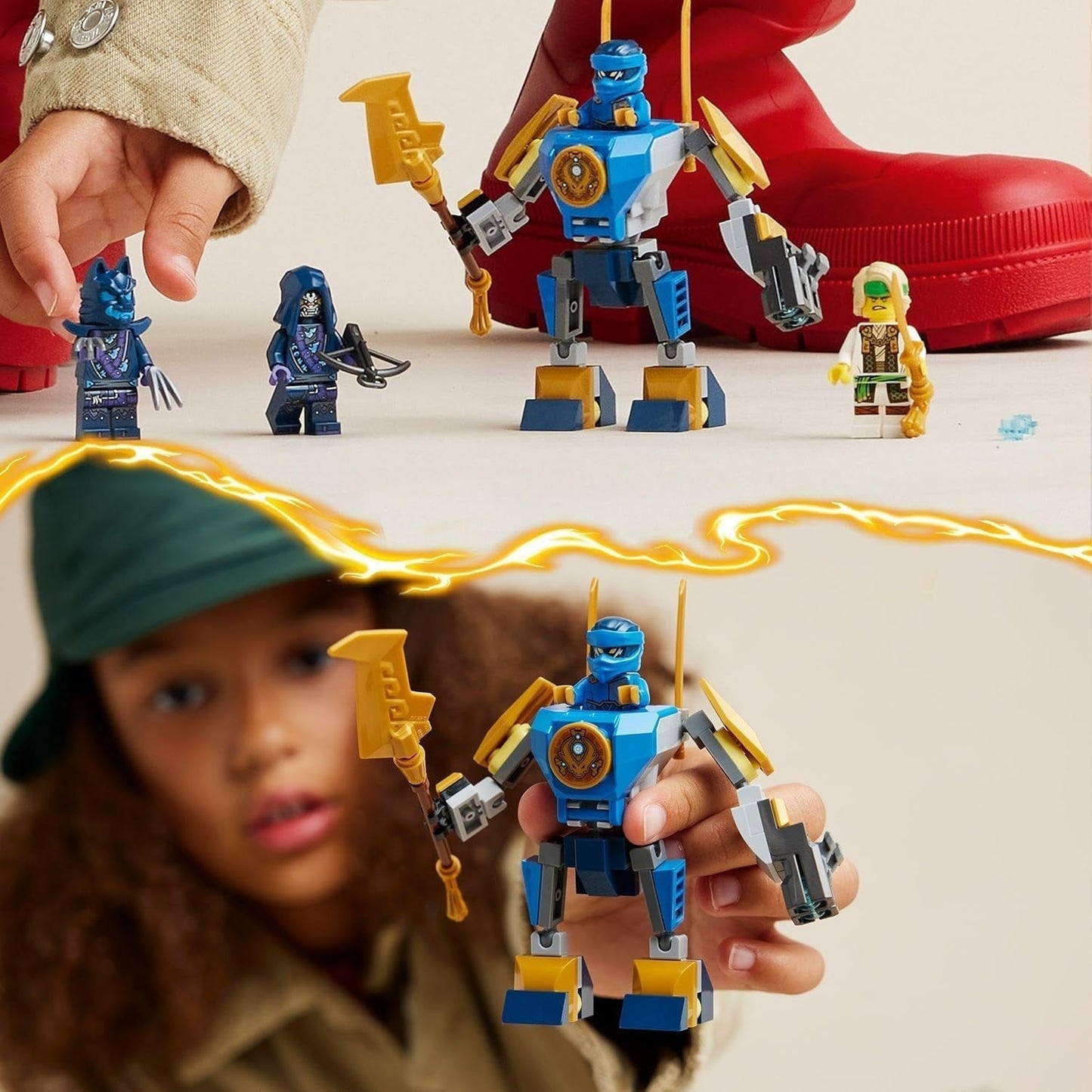 LEGO NINJAGO Jay Battle Mech, Ninja-Spielzeug für Kinder mit Figuren, einschließlich Jay-Minifigur mit Mini-Katana, Actionfiguren und Mech, kleines Geschenk für kreative Jungen und Mädchen ab 6 Jahren 71805 Bausets Besuchen Sie den LEGO-Store