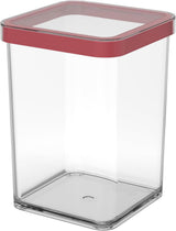 Rotho Loft 5er-Set Vorratsdosen mit Deckel, verschiedene Größen, BPA-freier Lebensmittelkunststoff (PP), transparent/rot, (21,4 x 21,4 x 23,5 cm). Frischhaltedosen Naty Shop 1 L quadratisch