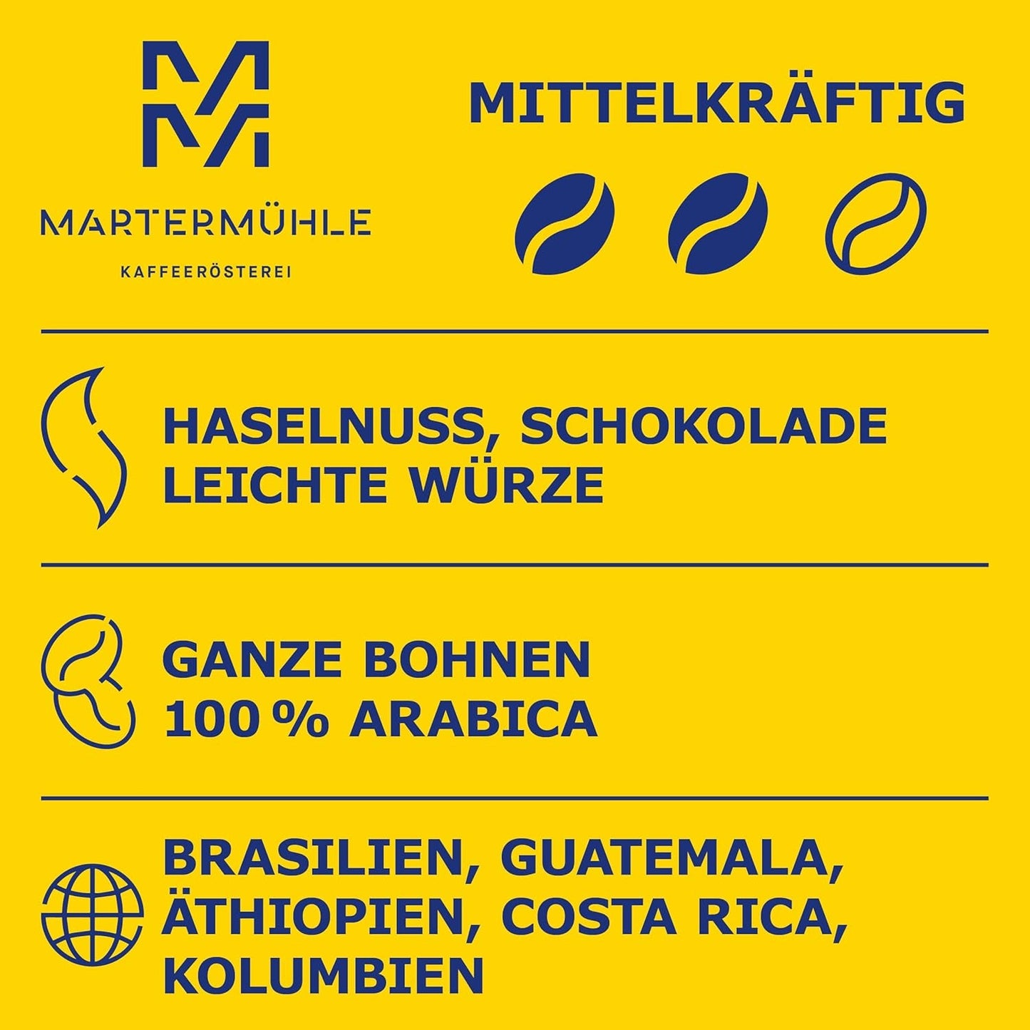 Martermühle Aßlinger Mischung Kaffeebohnen 1kg I Arabica I Geschmacksrichtungen: Haselnuss, Leichte Würze, Schokolade I Ganze Kaffee-Bohnen schonend geröstet, säurearm