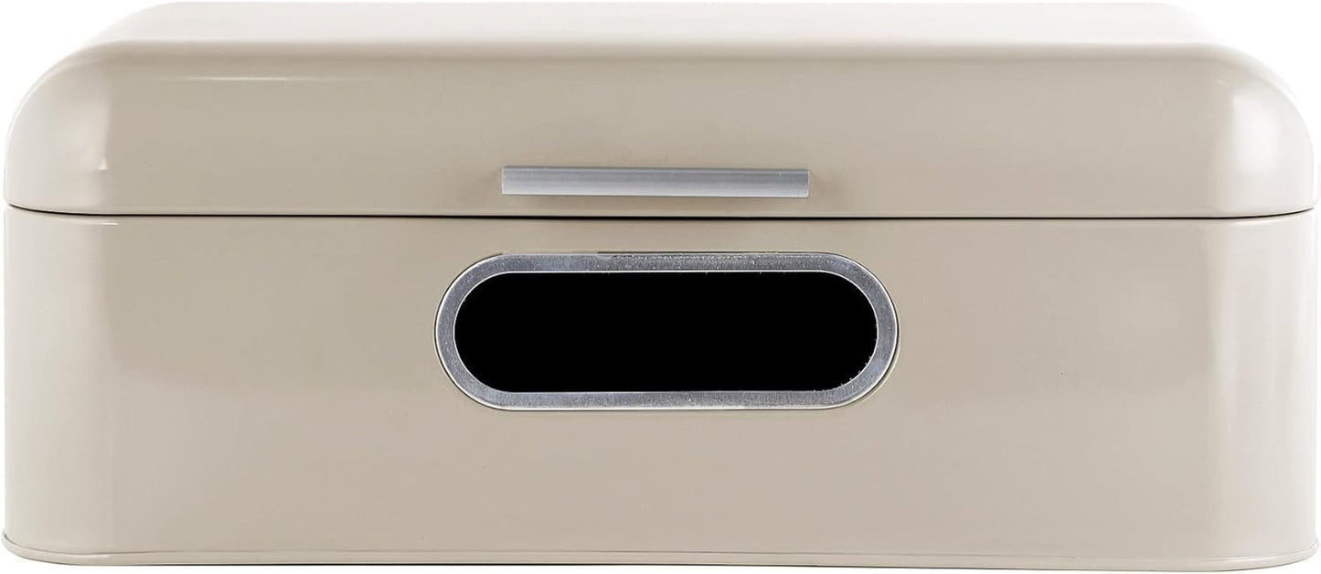 ECHTWERK Retro-Brotkorb aus Metall mit Sichtfenster und Deckel, 3er-Set, elegante Aufbewahrungsboxen, 1,4 l Fassungsvermögen, rote Lebensmittelaufbewahrungsboxen, Naty Shop, Creme, großes Einzelfenster, Einzelfenster