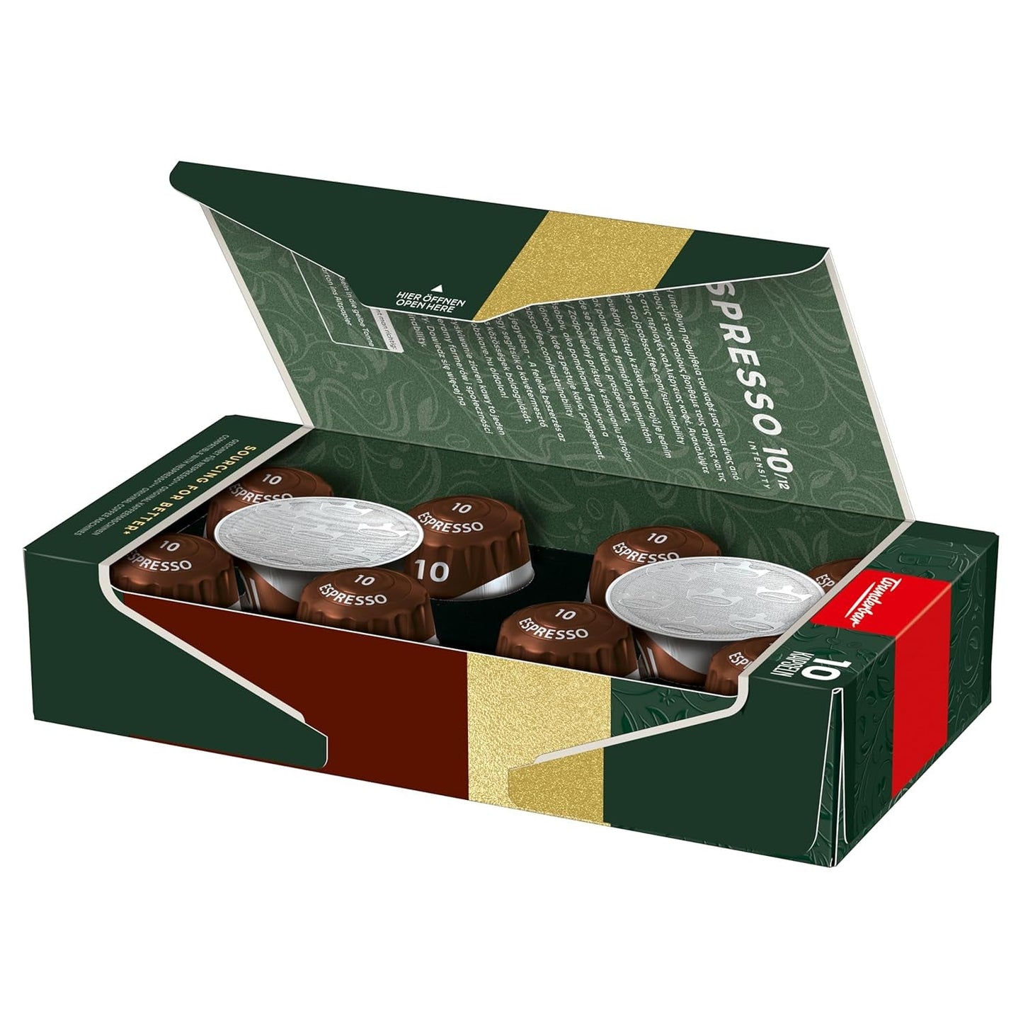 Jacobs Kaffeekapseln Espresso Intenso, Intensität 10/12, 10 x 10 Getränke, Nespresso* kompatible Kaffeekapseln, 100 Kapseln