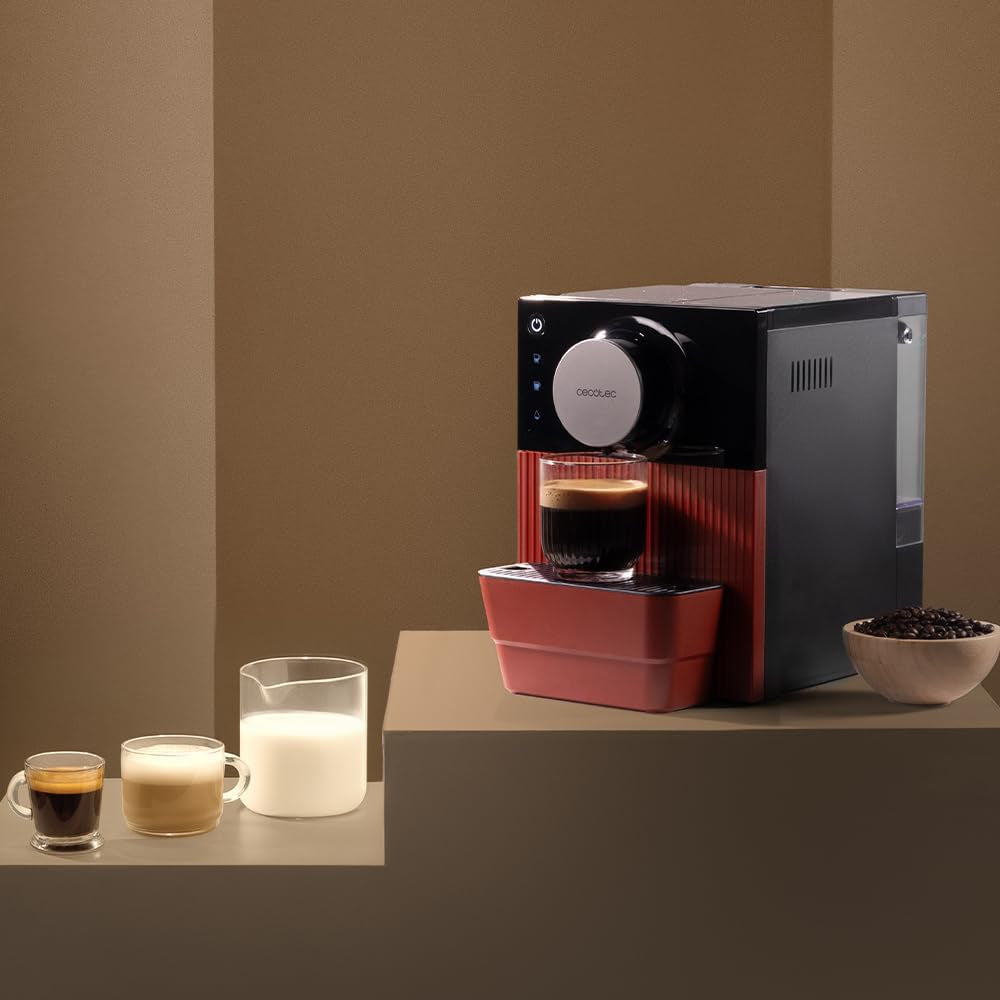 Cecotec Cremmaet Cube Kompakt-Espressomaschine, 1350 W, Presssystem 10 g, Vorinfusionssystem, 19 bar, Thermoblock-System, 5 Mahleinstellungen, Touch-Bedienfeld