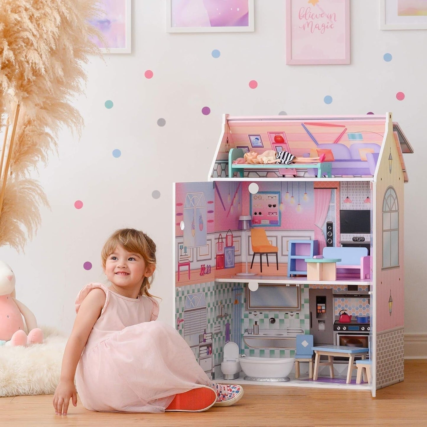 Olivias Little World Glasshouse Kids 12" Puppenhaus & 10 Puppenzubehör 3,5" Multi Td-12518D Puppenhäuser Naty Shop