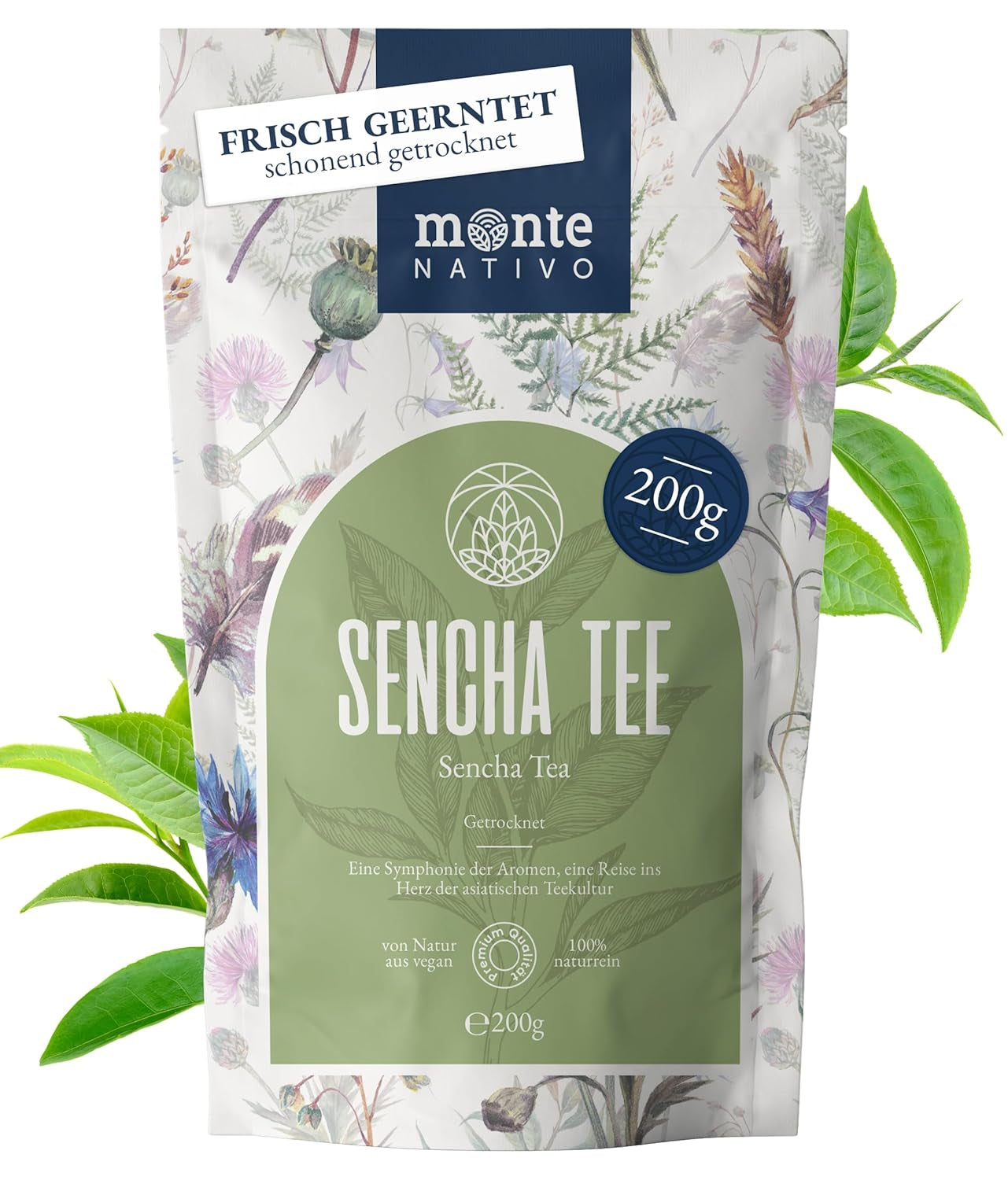 Monte Nativo Zeremonielles Matcha-Pulver (40 g) – perfekt für Matcha-Tee, Lattes und Smoothies – grüner Tee aus Japan – Zeremonienqualität, in Metallbox – 100 % rein, glutenfrei, fein gemahlen