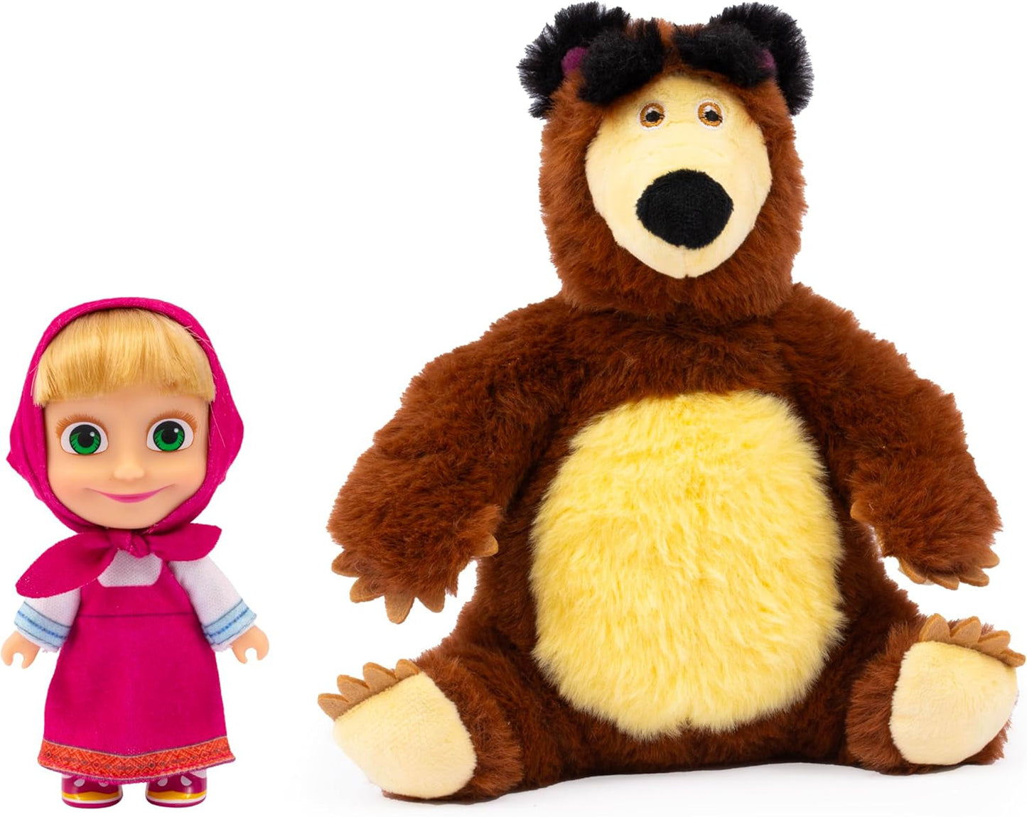 Mascha und Michka, 12 cm große Mascha-Puppe und 20 cm große Bärka-Plüschspielzeug für Kinder ab 3 Jahren MHA21