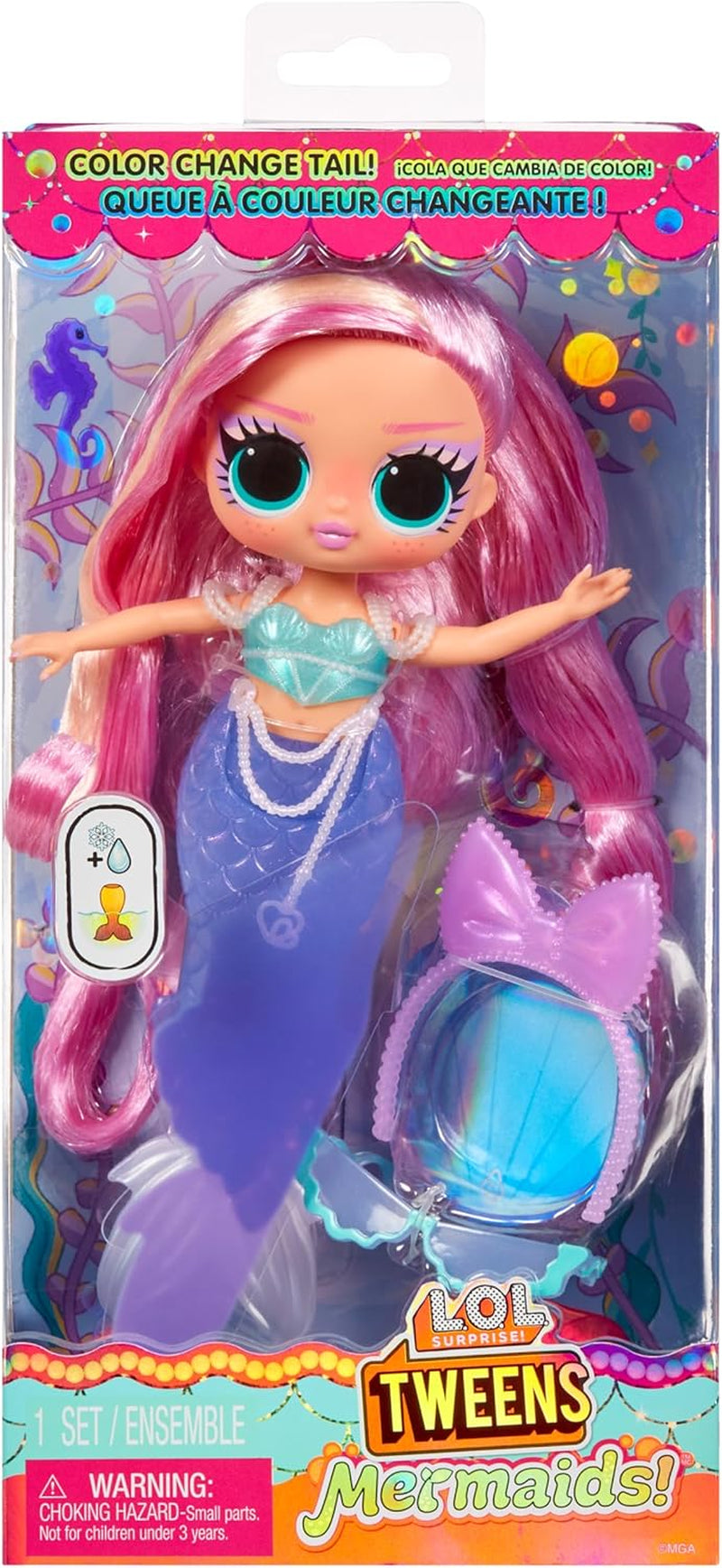 L.O.L. Überraschung! Tweens – Meerjungfrau Lola Waves – Modepuppe mit farbwechselndem Schwanz, beweglicher Flosse und schönen Accessoires – Spielzeug für Kinder und Sammler ab 4 Jahren Naty Shop Dolls