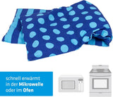 Kirschkernkissen mikrowellen- und ofenfest - Blau mit Streifen und Punkten I Handgefertigt I Hergestellt in Deutschland I Ca. 20 x 60 cm I Öko-Tex-Baumwolle I Nackenkissen Zervikale orthopädische Kissen Naty Shop